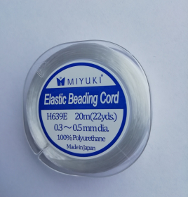 Miyuki elastic beading cord, vit, 0,3-0,5 mm 20 meter