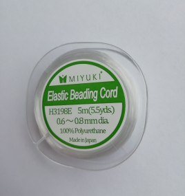 Miyuki elastic beading cord, vit, 0,6-0,8 mm 5 meter