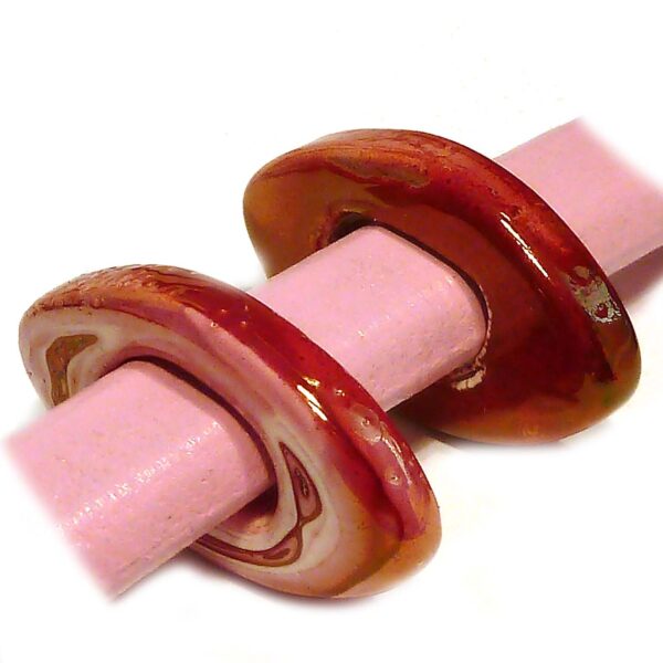 Cherry körsbärsröd ögonformad/elips keramikpärla, 26*5 mm, 5 st
