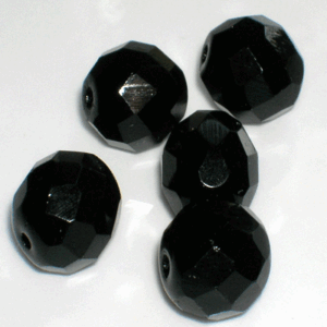Svart – jet facetterad firepolished pärla 12 mm