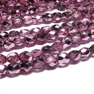 Flamingo metallic ice – firepolish facetterad 4 mm ca 120 st