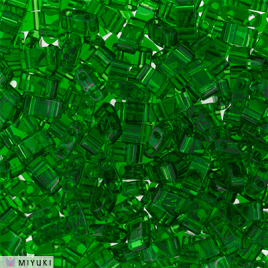 Half Tila Bead ”HTL146” Transparent Green 5*2,5*1,9 mm 5