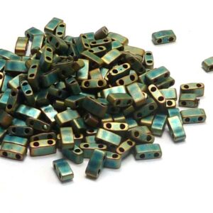 Half Tila Bead ”HTL2008” Matted Metallic Patina Iris, 5*2,5*1,9