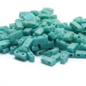 Half Tila Bead ”HTL412FR” Opq Turquoise Green Matted AB , 5*2,5*