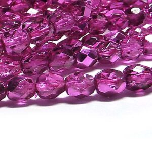 Hot Pink metallic ice ”00030-67734” firepolish 4 mm ca 120 st