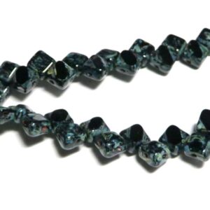 Silky Bead Jet Picasso”23980-86800″ 2-håls 6 mm 40 st