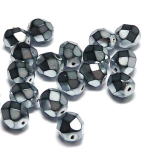 Jet heavy metal silver ”23980-34400” firepolish 6 mm, 50 st