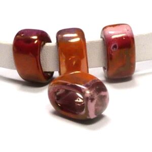 Röd-orange keramikring för regaliz, 10*19 mm, hål 10*6 mm