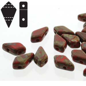 Kite Bead ”93190-86800” Red Travertin 2-håls 9*5 mm 10 gr