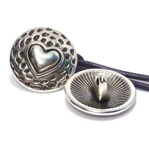 Knapp ”heart” med ögla, antiksilver 17 mm 1 st