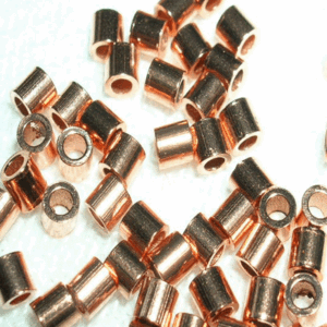 Klämtuber – crimp tubes 2×2 mm, ljus koppar, 20 st