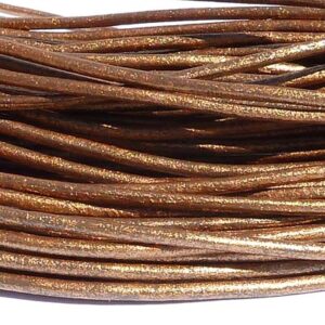 Bronsfärgad ”antik” rund läderrem-läderband, 2 mm, 1 m