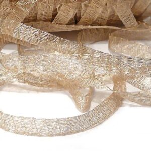 Ljust guldfärgad wirelace – mesh,  6 mm bred, 1 m