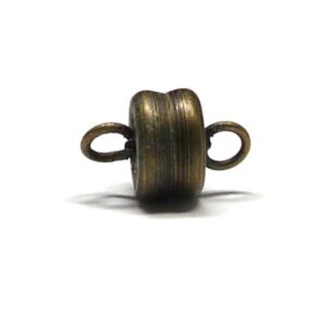 Magnetlås nr 1 platt med öglor – antik mässing, 10 mm
