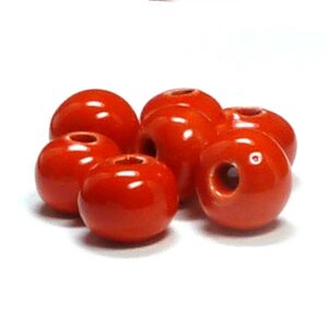 Rund Röd keramikpärla  10 mm, 4 st