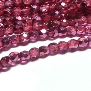 Rose metallic ice – firepolish facetterad 4 mm ca 120 st