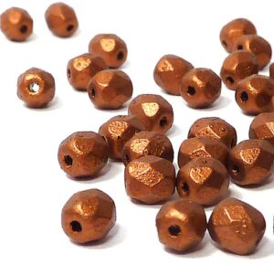 Silky Copper firepolished rund glaspärla 4 mm, 100 st