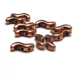 SnakeTrio 3-hålig kurvig metallpärla antik koppar 12 mm, 10 st