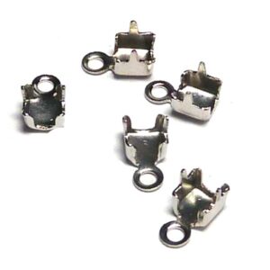Avslut för strasskedja 3 mm, silverfärg, 10 st