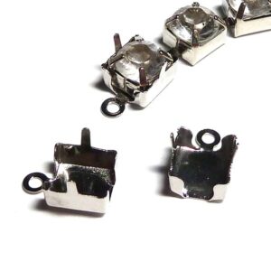 Avslut för strasskedja 8 mm, silverfärgad mässing, 2 st