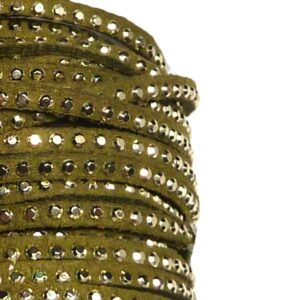Mockaimitation med ”guldstrass” – olivgrön 2,5 mm, 1 meter