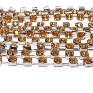 Strasskedja topaz 3 mm i mässing, 1 m