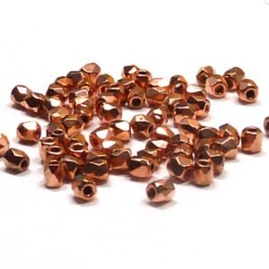 True 2 mm firepolish Copper Plated ”00030-CP” 50 st