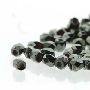 True 2 mm firepolish Jet Hematite ”23980-14400” 50 st