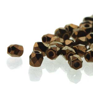 True 2 mm firepolish Jet Bronze ”23980-14415” 50 st