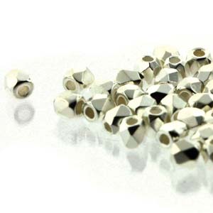 True 2 mm firepolish Sterling Silver 999 plated ”00030SL” 50 st
