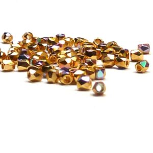 True 2 mm firepolish Crystal Gold plated AB 24 carat ”00030-GPAB