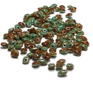 Superduo Duets 63132-43400 Green Turquoise-Ivory Picasso, 10 gr