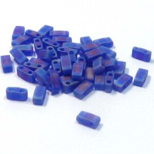 Half Tila Bead ”HTL151FR” Matted Transparent Cobalt AB 5*2,5*1,9 mm 5