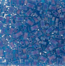 Half Tila Bead ”HTL149FR” Matted Transp Capri Blue AB 5*2,5*1,9 mm 5gr