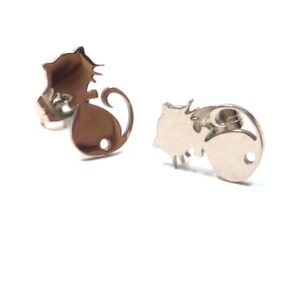 Örstickare – katt i rostfritt stål, 12*8 mm, 1 par