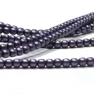 Satin Deep Lilac Matted ”85921” rund glaspärla 6 mm, 100 st